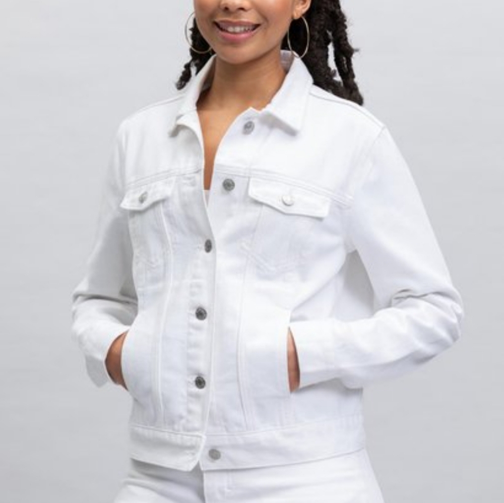 LOFT WHITE DENIM SZ LG JACKET - Picture 1 of 3